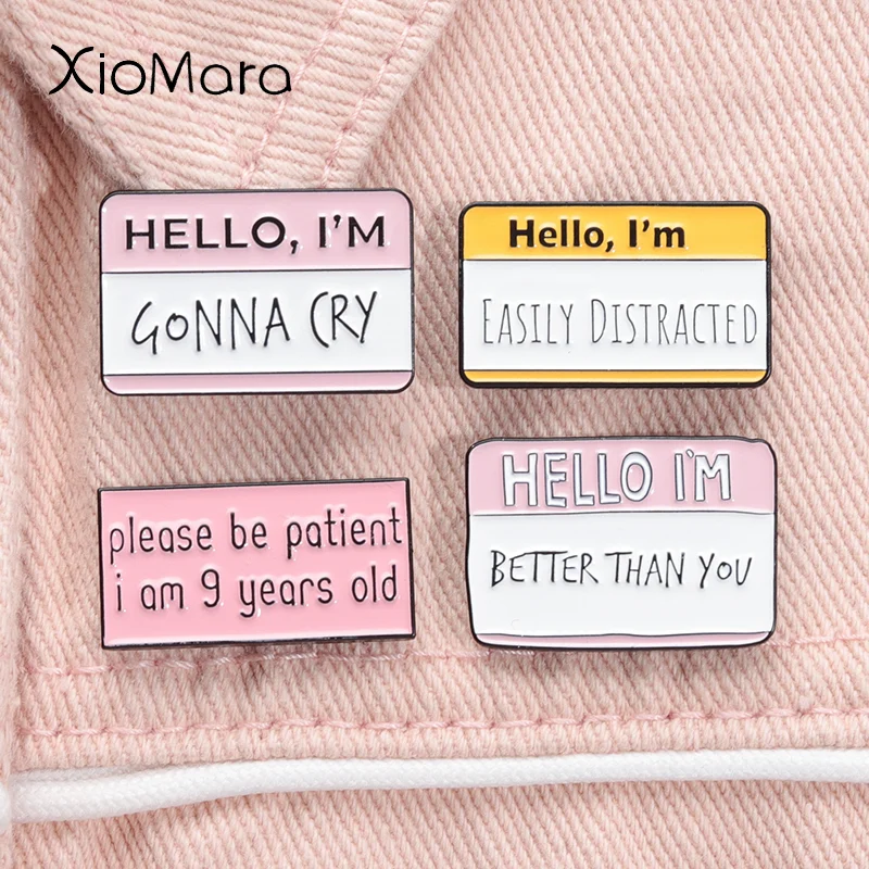 Fun Dialog Enamel Pin Customize Letter Phrase Hello I'm Dying Inside Novel Quotes Brooch for Friends Lapel Badge Metal Jewelry