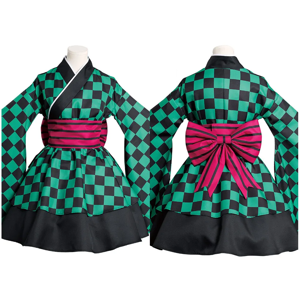 

Demon Slayer Kamado Tanjirou Cosplay Costume Kimono Lolita Dress Outfits Halloween Carnival Suit