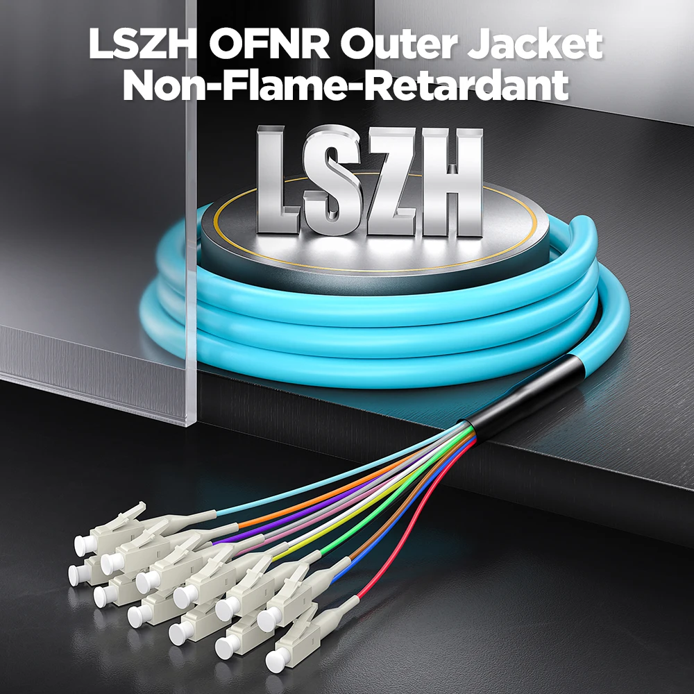 Волоконно-оптические косички AMPCOM 12-волоконные многорежимные LC OM4 50/125 мкм LSZH UPC для