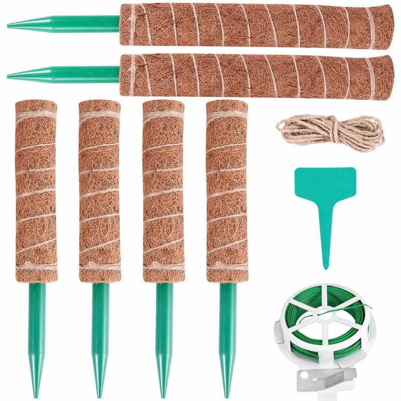 

9Pcs Moss Pole For Climbing Plants, Coir Pole,Plant Support Extension For Monstera Deliciosa, Sphagnum, Pothos