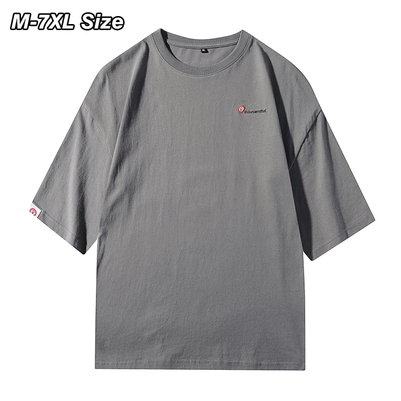 

Men's 100% Cotton Short Sleeve T-Shirt Summer Oversized Loose Casual Comfortable Tee Tops Korean Streetwear Plus Size 6XL 7XL