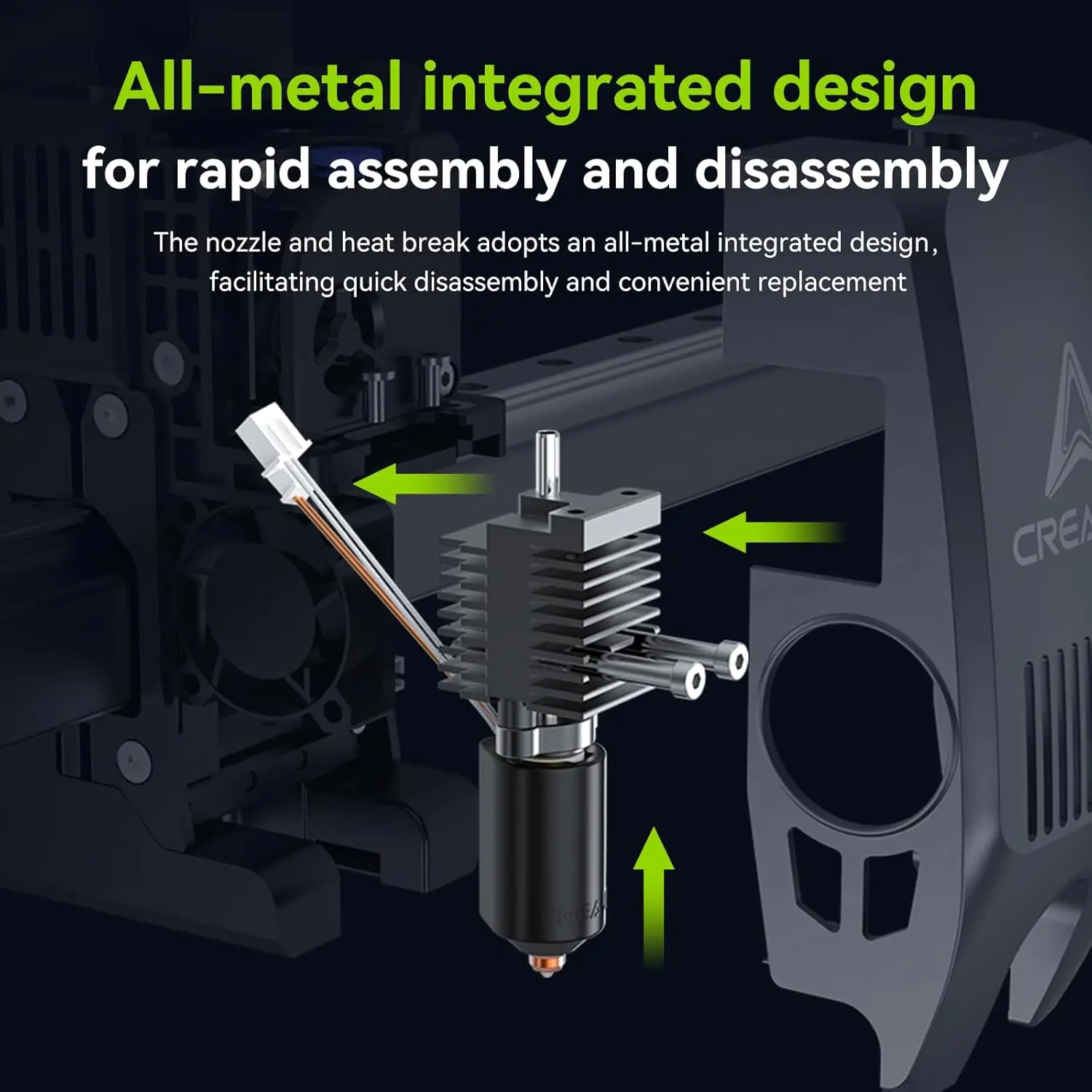 Фото Официальный комплект аксессуаров Creality K2 Plus Hotend — керамический нагревательный блок, быстросменная насадка Unicorn, цельнометаллические встроенные конструкции №3