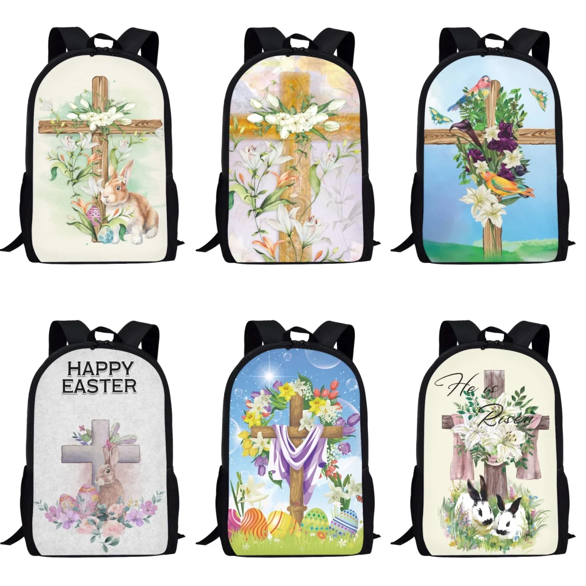 Easter Cross School Bags for Kids Boys 3D Print Girls School Book Bag Women Casual Large Capacity Daily Backpack Mochila