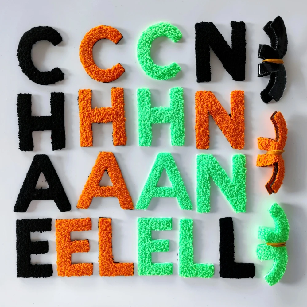 

embroidery chenille letter patches,towel alphabet badges,letters appliques for coats AL-206131