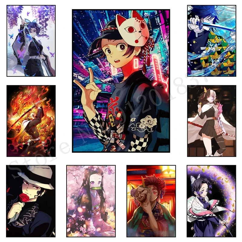 

Demon Slayer Decorative Poster Mural Anime Character Canvas Painting Wall Art Modular Prints Picture Modern Kids Room Home Decor