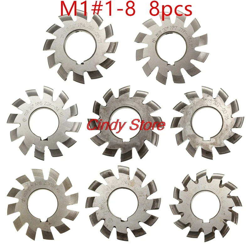 Module 1 M1 PA20 Degrees Bore 22mm #1-8 HSS Involute Gear Milling Cutter High Speed Steel Milling Cutter Gear Cutting Tools