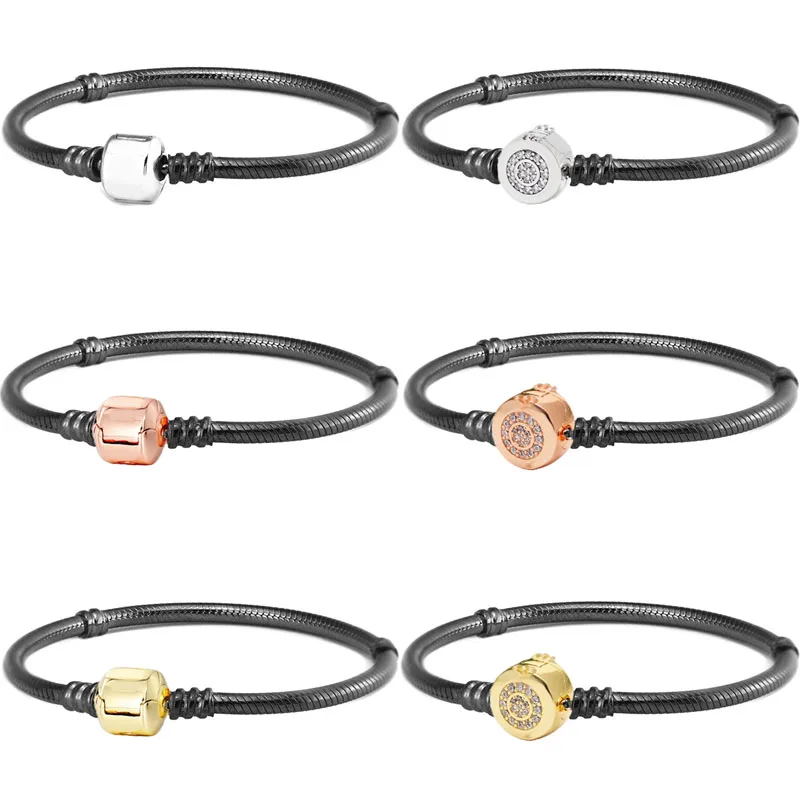 

Сверкающая Корона O & Barrel застежка окисленная змея цепь 925 пробы серебряный браслет подходит для европейского браслета бусины очаровательны...