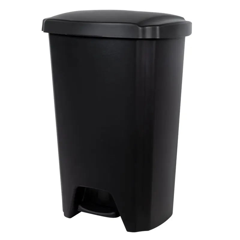 

Gallon Trash Can, Plastic Step On Kitchen Trash Can, Black