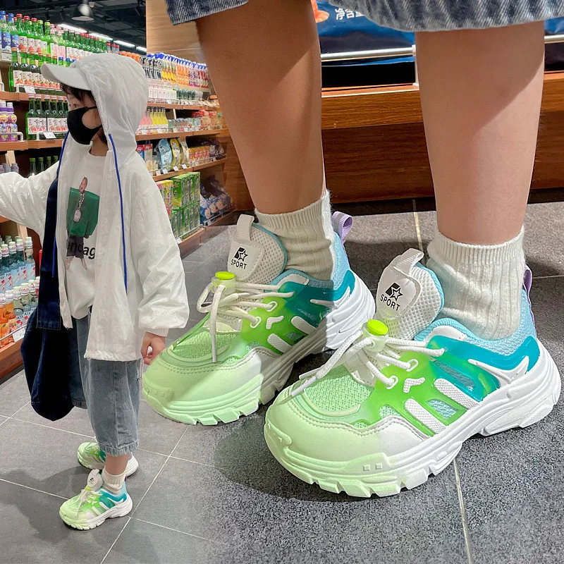 2022 Autumn Fashion Purple Platform Sports Shoes for Girls Outdoor Children's Sneakers Boys Breathable Kids Shoes basket enfant