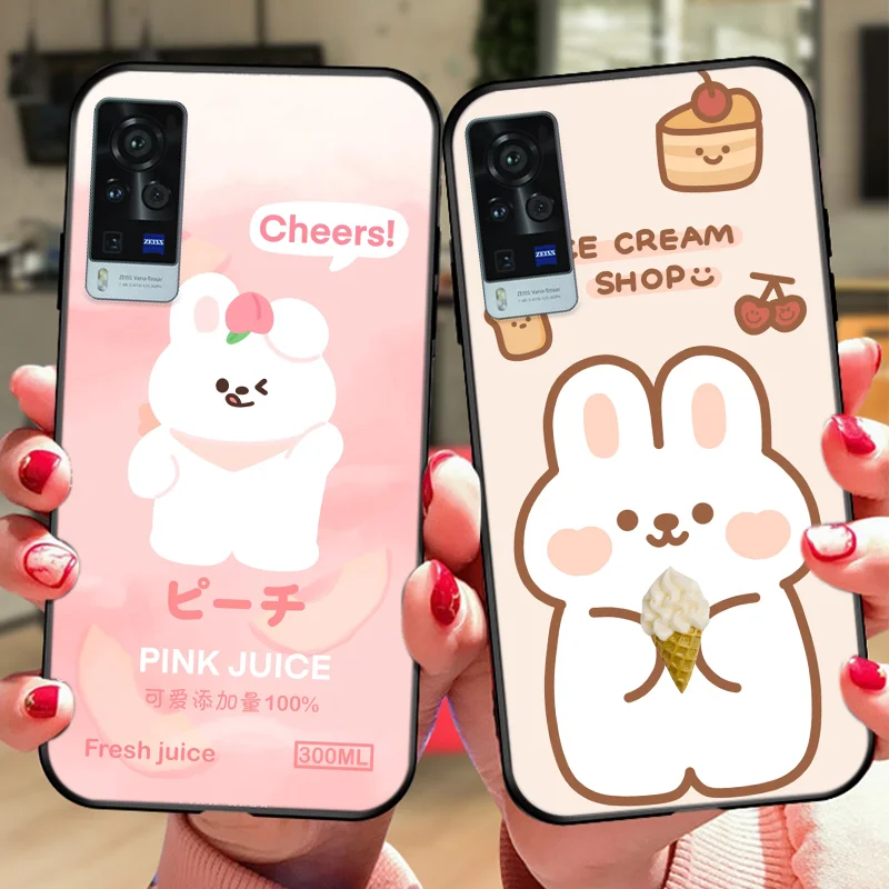 

Cute fashion cartoon bear Phone case for vivo x60 pro plus x50 s7 s9 x30 x27 s9e iQOO 7 3 5 z3 neo pro black Silicone Case