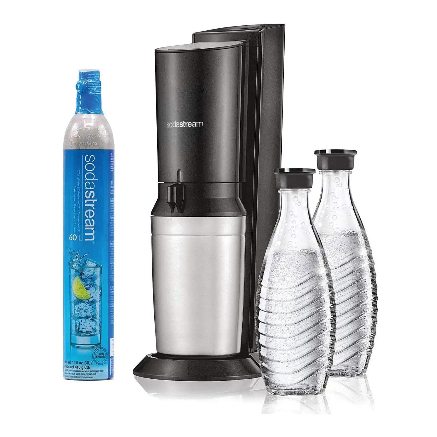 

SodaStream Aqua Fizz Набор для изготовления сияющей воды (черный) с Co2 и стеклом Carafes