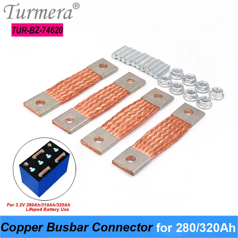 

Шина Turmera, 12 В, батарея Lifepo4, гибкий медный соединитель, отверстие для отверстия 74 мм, 2 мм, 400 А, используется в 280Ah 310Ah 320Ah Lifepo4 батарее