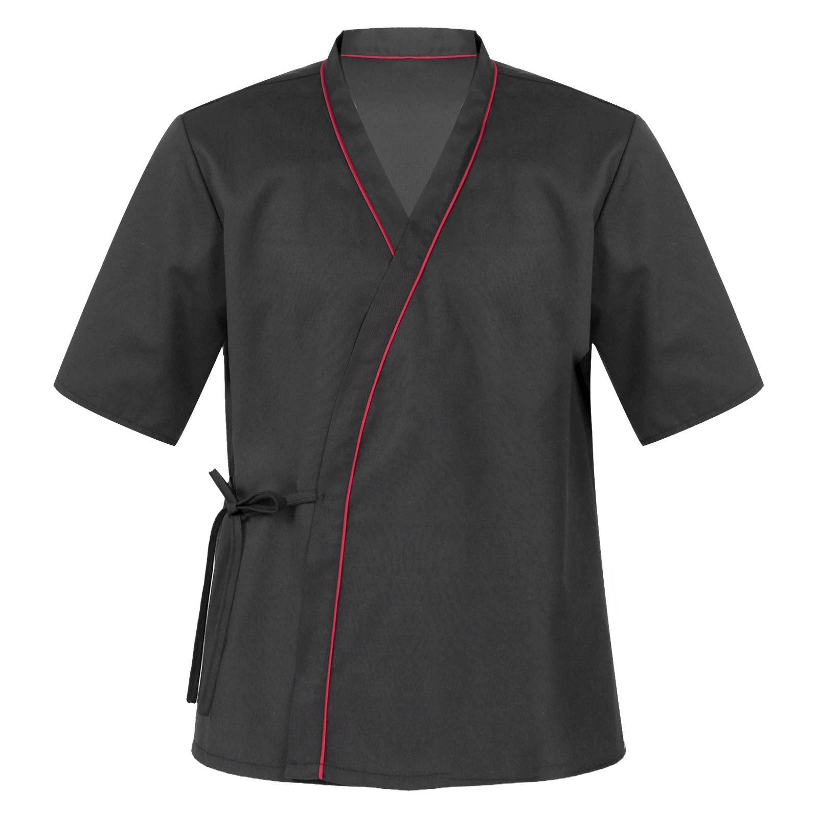 

Mens Sushi Chef Coat Half Sleeve Lace-up Kimono Food Service Cooks Uniform Restaurant Kitchen Costume
