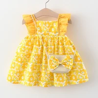 2pcs summer dresses girls boutique outfits newborn clothes casual beach cute bow baby flowers dressbag kids clothing set bc2244