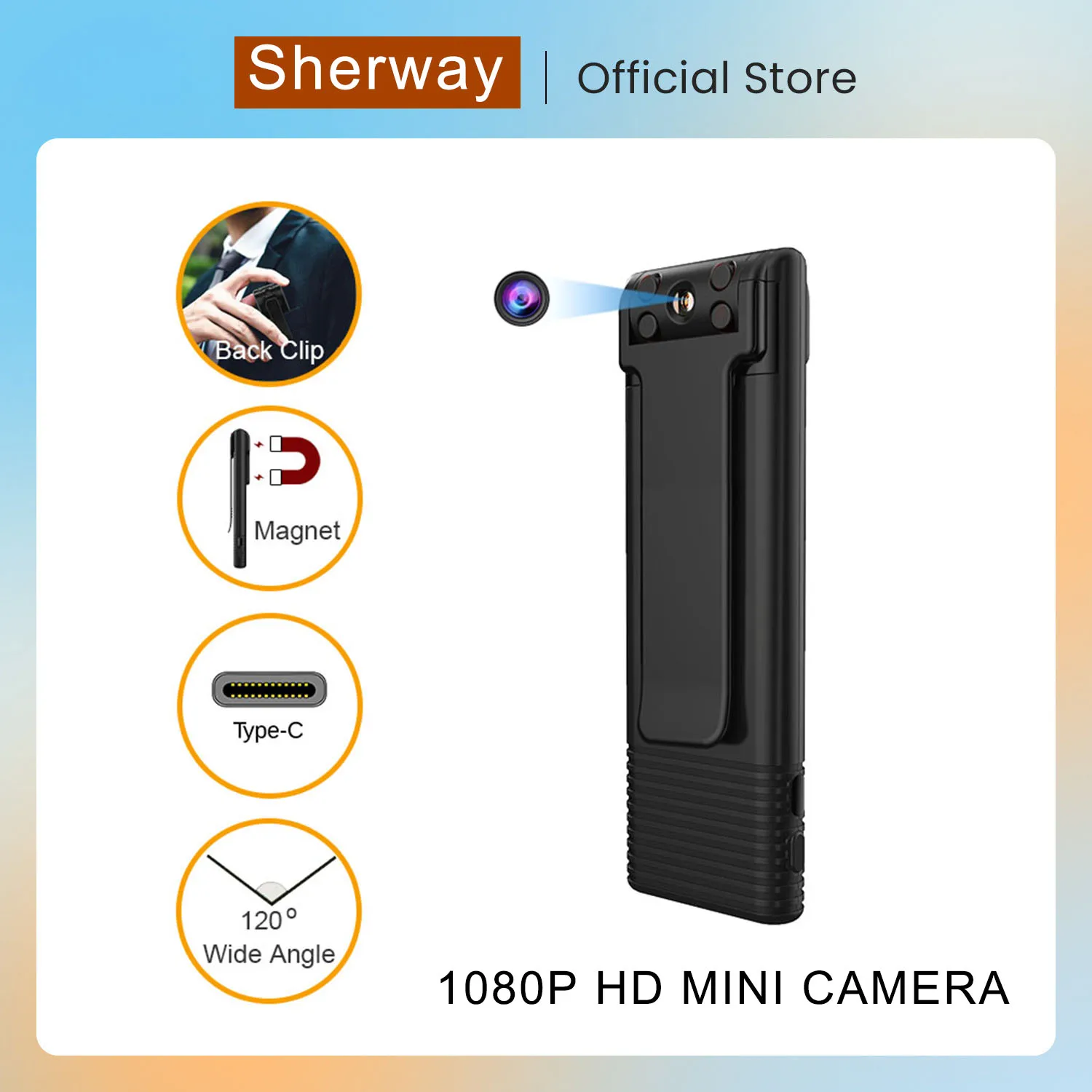 

Sherway B21 1080P HD Mini Camera Portable Digital Video Recorder Body Camera Night Vision Recorder Miniature Magnet Camcorder