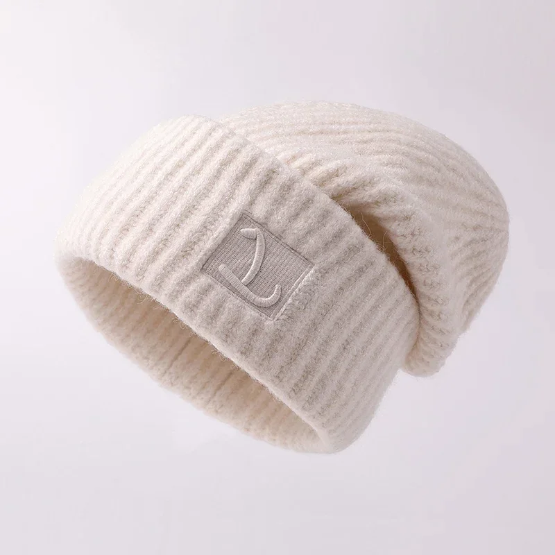 

Wool Knitted Hat Loose Earmuffs Show Face Small Winter Warm Coarse Yarn Hat Big Head Circumference Autumn Winter Pile Heap Cap