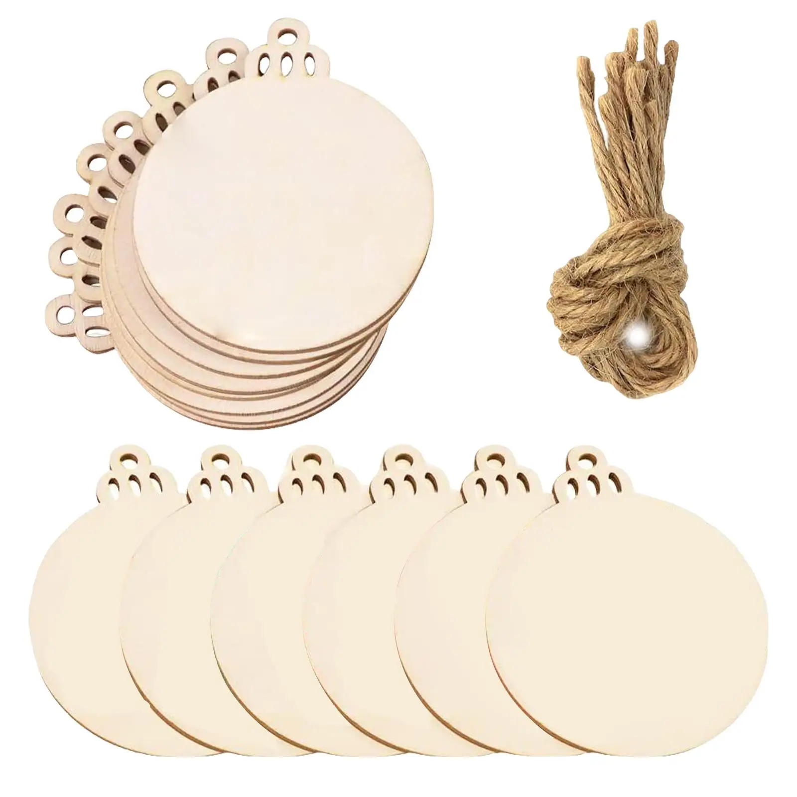 

50 шт. Рождественская деревянная круглая бабочка со шнурком, подвесные бирки, самодельные чипы, декоративные изделия для свадьбы, Рождественское украшение