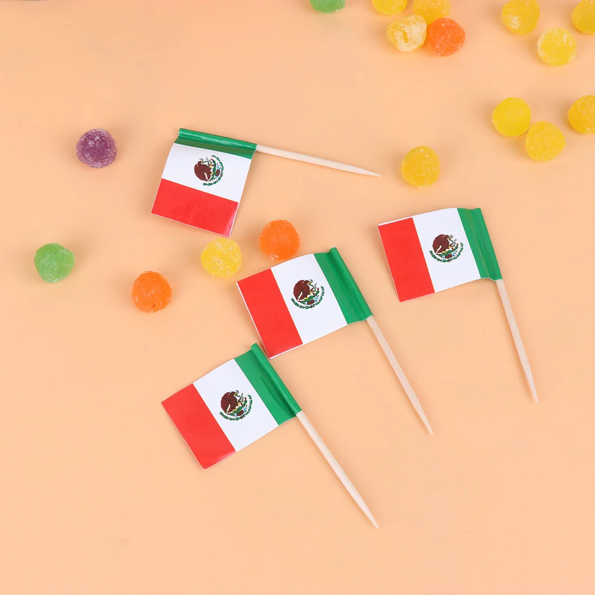 

100 шт., декоративные топперы для торта с национальным флагом Мексики