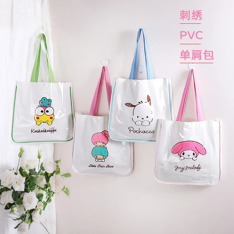 

Kawaii Sanrioed Anime series HelloKitty mymelody Kuromi cute fashion Cartoon pattern one shoulder leisure canvas bag small gift