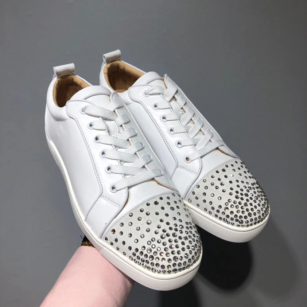 

Туфли мужские/женские из натуральной кожи, низкая подошва, Спортивные Повседневные лоферы на плоской подошве, со стразами, со стразами, Свад...