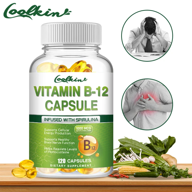 

Vitamin B12 Capsules 1000 Mcg Methyl B12 with Organic Spirulina To Support Healthy Mood, Energy, Heart and Eye Health