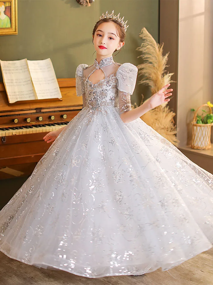 Children's birthday party dress spring little girl wedding runway princess dress host piano girl performance dress enlarge
