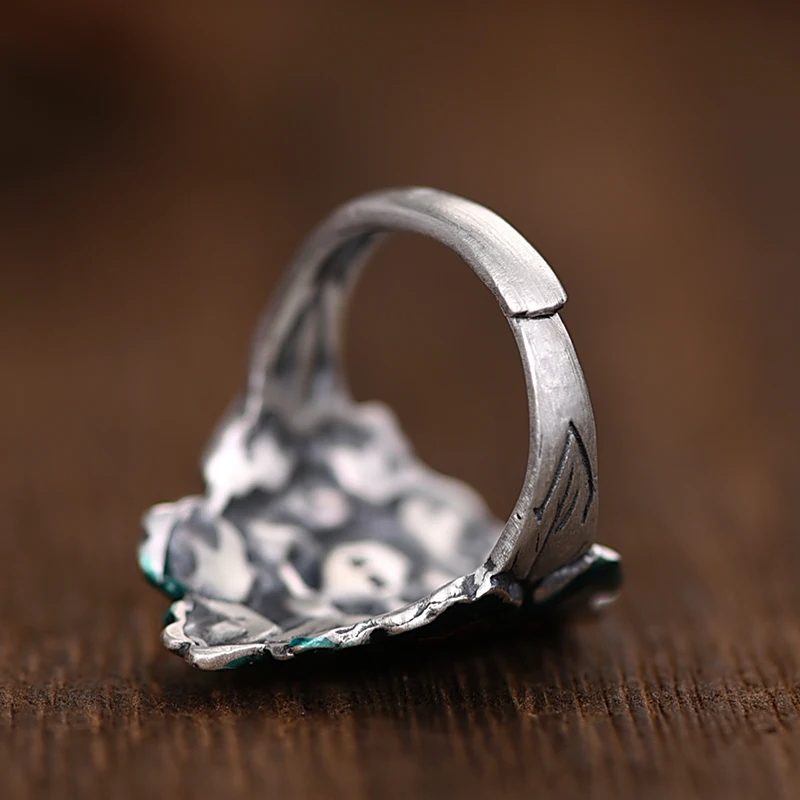 Кольцо ZABRA из стерлингового серебра 990 эмалированное кольцо с пионом для женщин