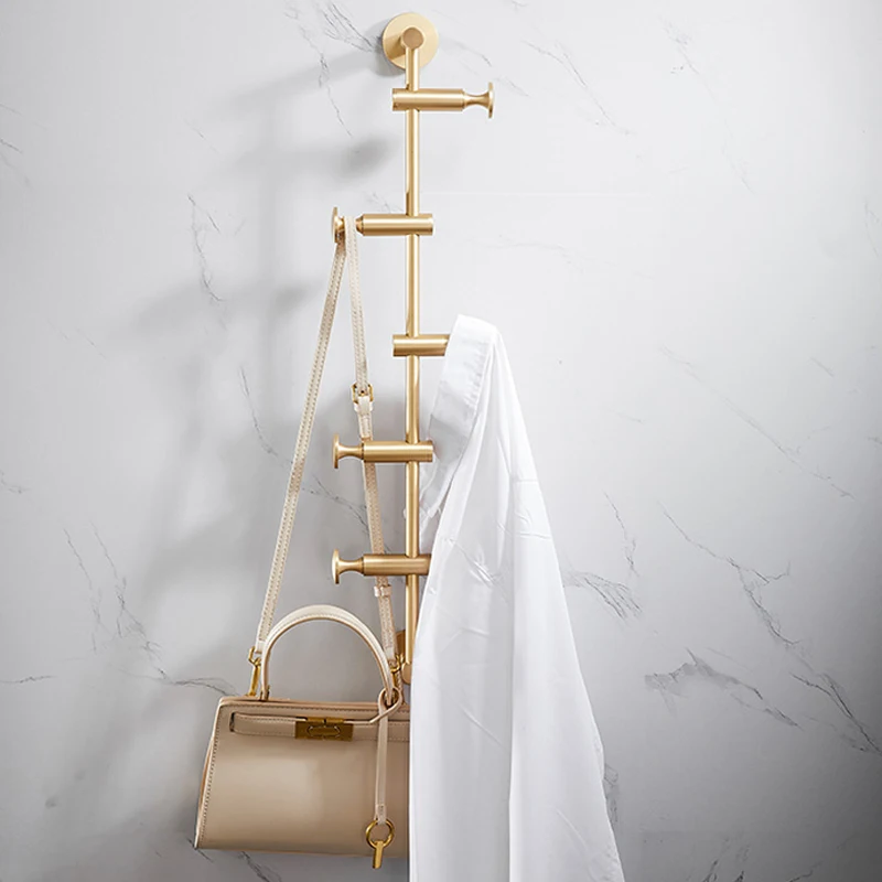 

Твердая латунная вешалка для одежды настенное крепление Спальня крючок светильник класса люкс вешалка для одежды с 3/5 крючки для Шапки, шар...