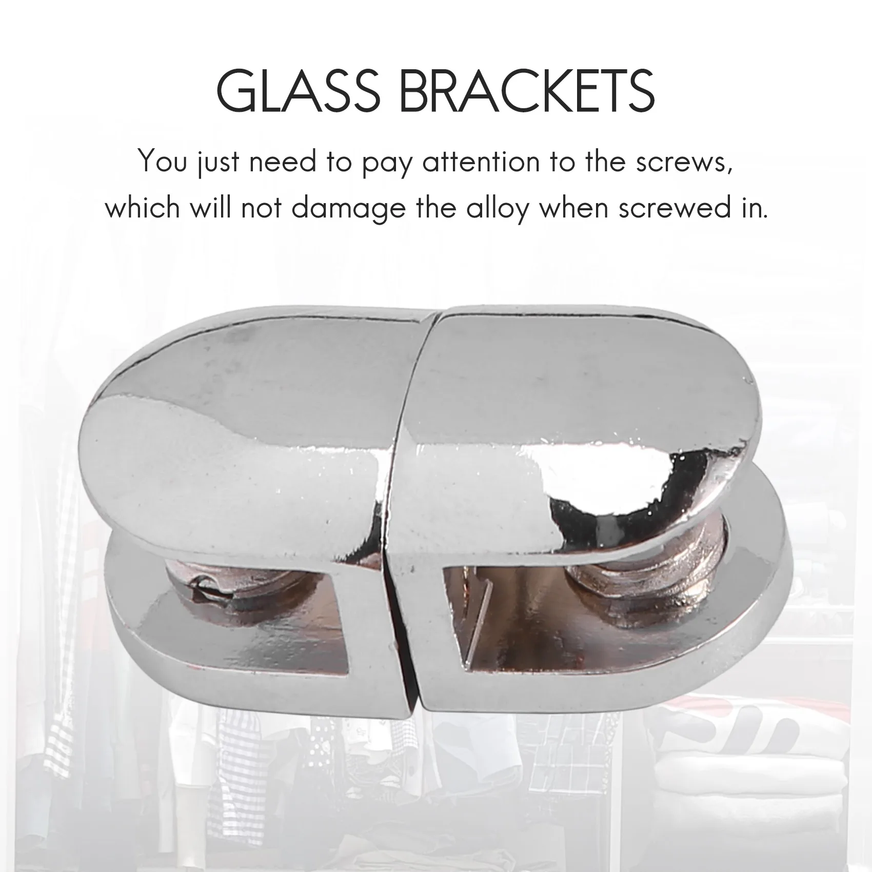 

12Pcs Glass Brackets Adjustable Zinc Alloy Glass Clip Shelf Clamp Holder Flat Back Mount Holder for Staircase Handrail