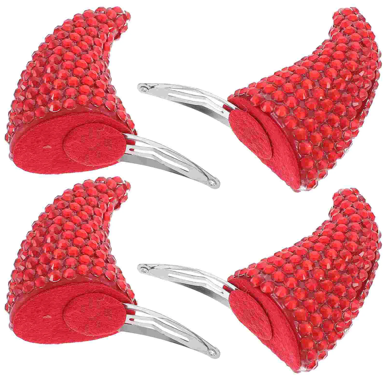 

4 Red Hairpin Cattle Horn Horn Headband Headdress Hair Clips