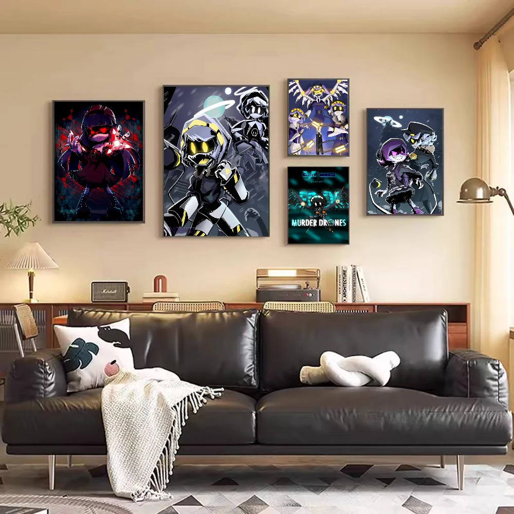 Murder Drones Movie Classic Vintage Posters Decoracion Painting Wall Art White Kraft Paper Kawaii Room Decor