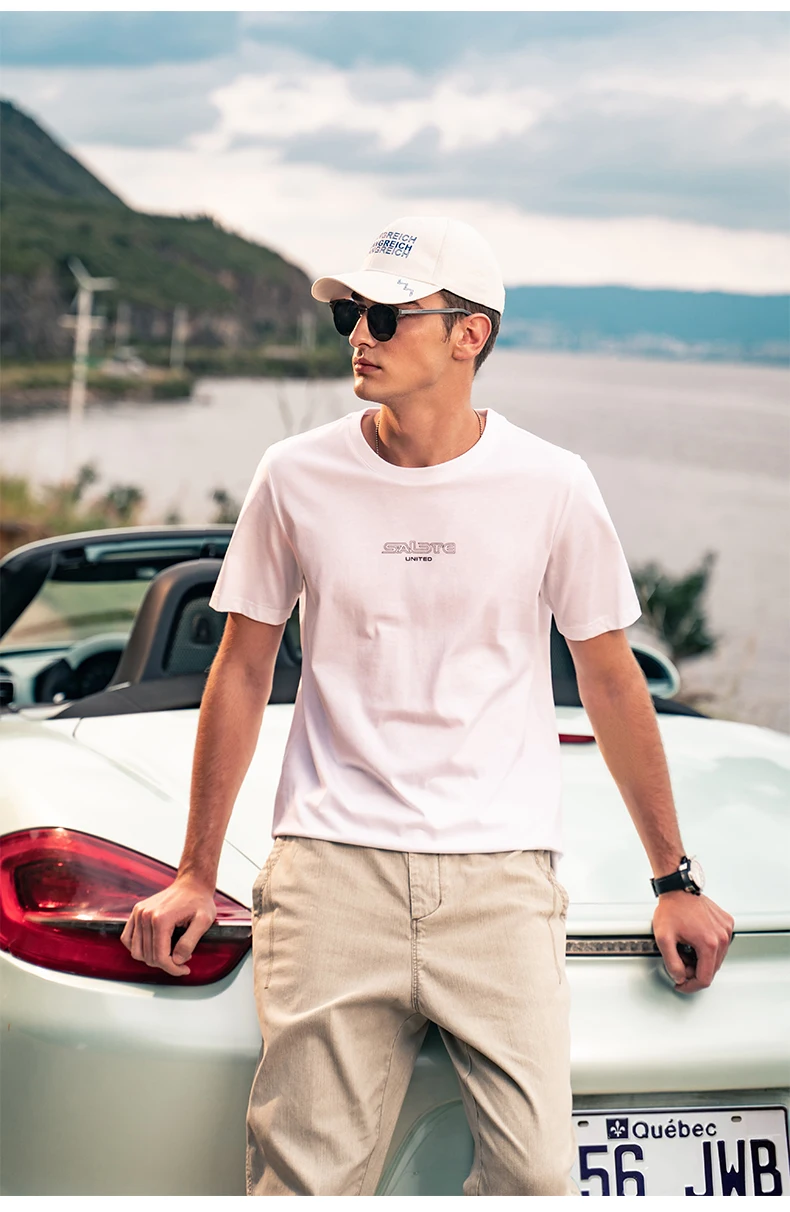 

6683 Men's 2022 Summer Cotton Simple Letter Print Short Sleeve T-Shirt
