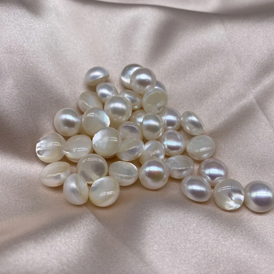 

10-11mm Natural Freshwater Semi-Spherical Pearl Beads Cultured White Mabe Loose Pearls for Making Jewelry