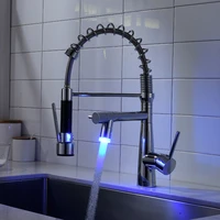 commercial new products modern pull out double outlet european kitchen led water faucet