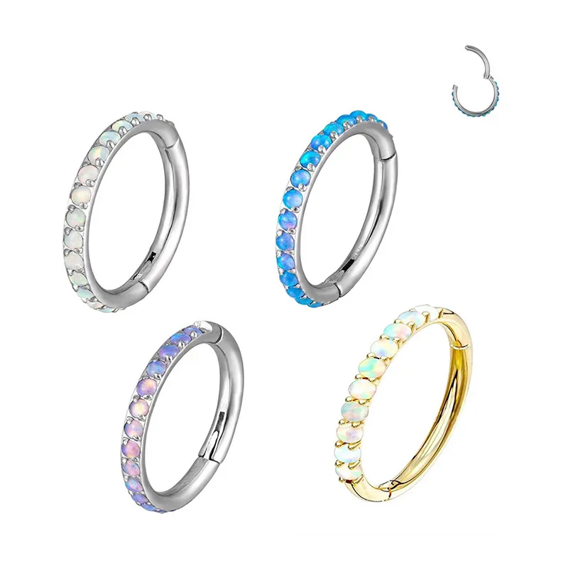 Kenbao 30 шт. женские круглые серьги F136 титановое Опаловое кольцо для носа шарнир