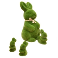 4pcs moss bunny figurines decor egg furry flocked bunny rabbit d%c3%a9cor for an celebration or childrens party