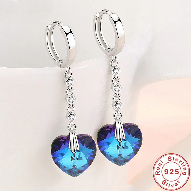 

Женские длинные серьги из серебра 925 пробы, в форме сердца