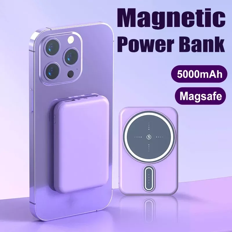 

NEW2023 Mini 20000mAh Magnetic Power Bank Portable High Capacity Charger Wireless Fast Charging External Battery Pack for iPhone