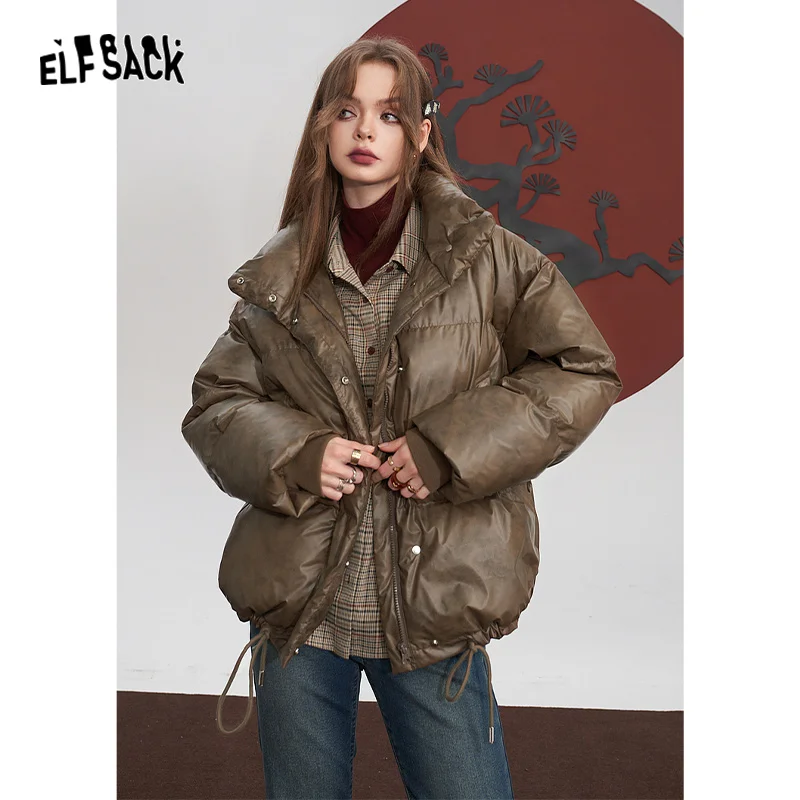 ELFSACK/коричневые женские пуховики 2023