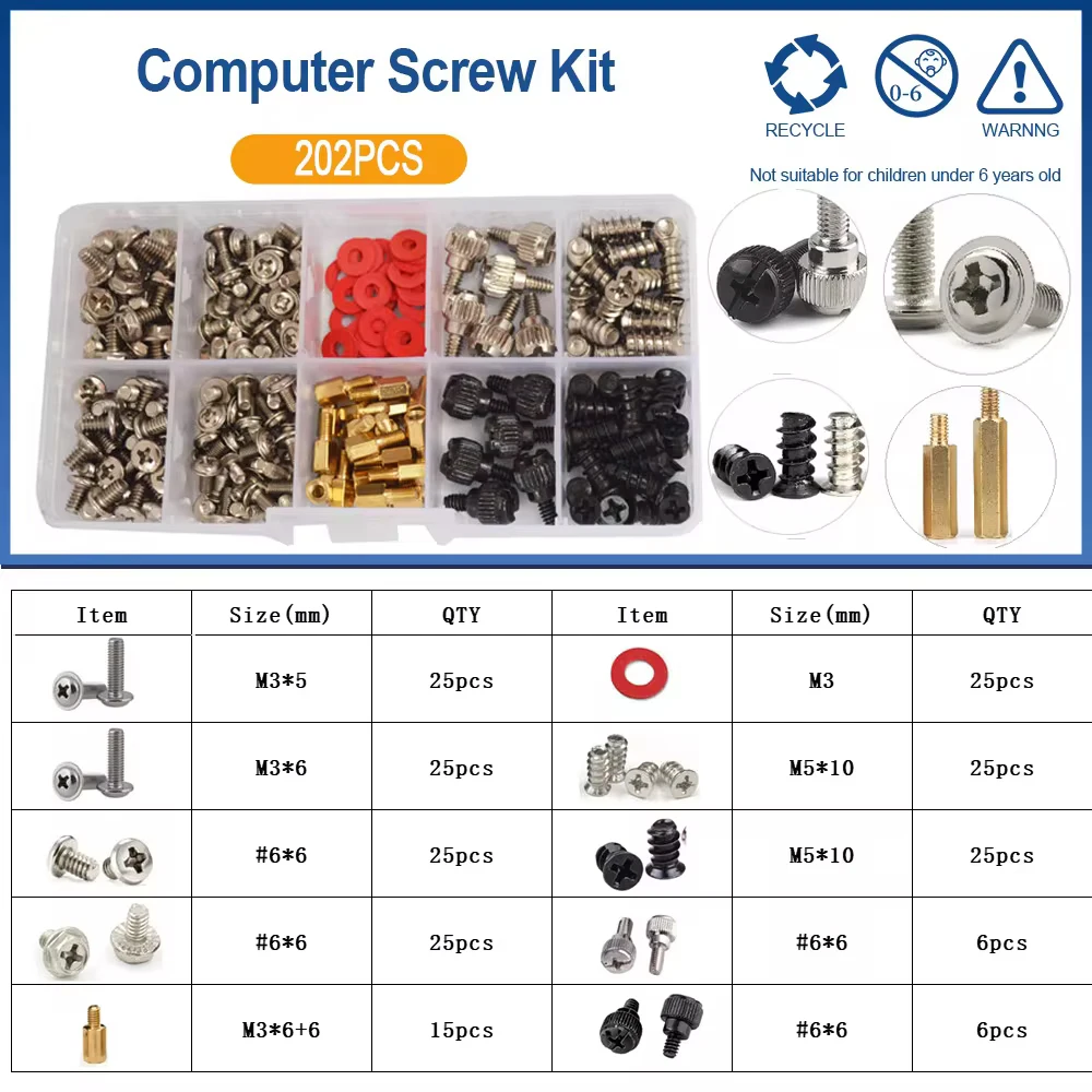 Набор винтов для компьютера комплект установки болтов на печатной плате красные