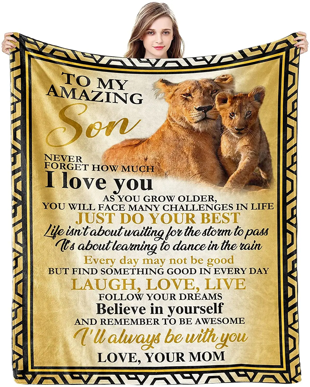 

Throw Blanket - to my son blanket Fleece Throw Blanket,Super Soft Ultra-Soft Micro Fleece Blanket for Bedroom SOFE Couch