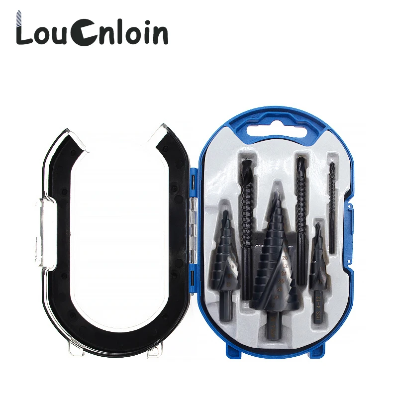 

6Pcs Set 4-32mm HSS Composite Tap Twist Step Drill Bit Set Nitrogen High Speed Steel Spiral for Metal Cone Hole Metal Drilling