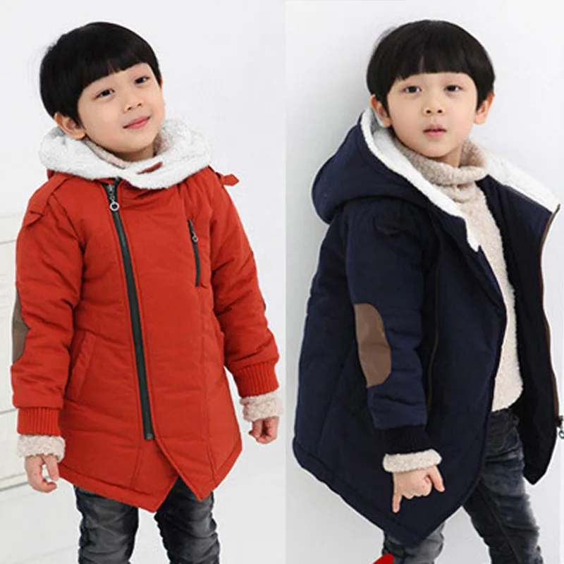 

2023 New Winter Warm Boys Jacket Cotton Thick Plus Velvet Hooded Outerwear For Boy Coats Kids Christmas Birthday Present Clothes