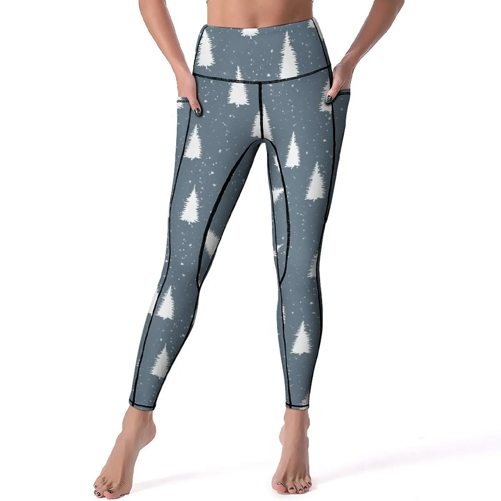 

Nordic Leggings Sexy White Winter Christmas Tree High Waist Yoga Pants Novelty Stretchy Leggins Graphic Workout Gym Sport Tights