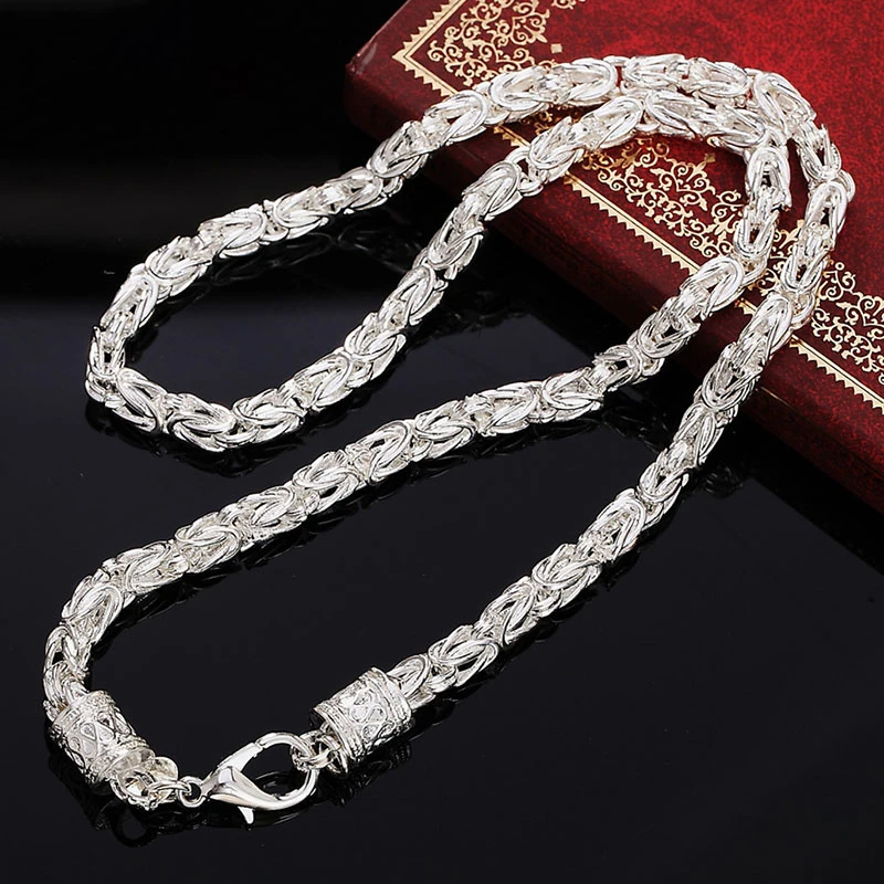 

LINJING 925 Sterling Silver 20 Inch 5mm Tap Chain Necklace Ladies Men's Fashion Wedding Engagement Party Glamour Jewelry