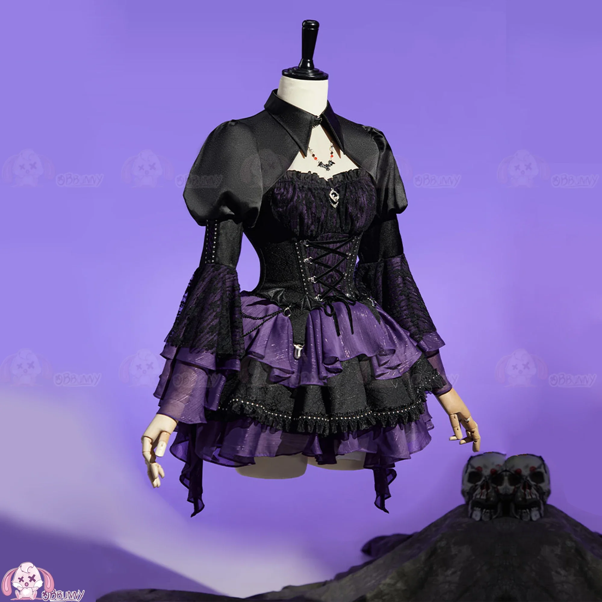Фото 2026 новый костюм Monster Cos High Elissabat для косплея, женский костюм на Хэллоуин, фантазийная униформа, платье, реквизит, носки, брошь Лолита №3