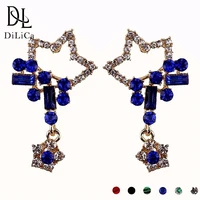 dilica cute crystal dangle drop earrings for women star statement earring jewelry female rhinestone earrings
