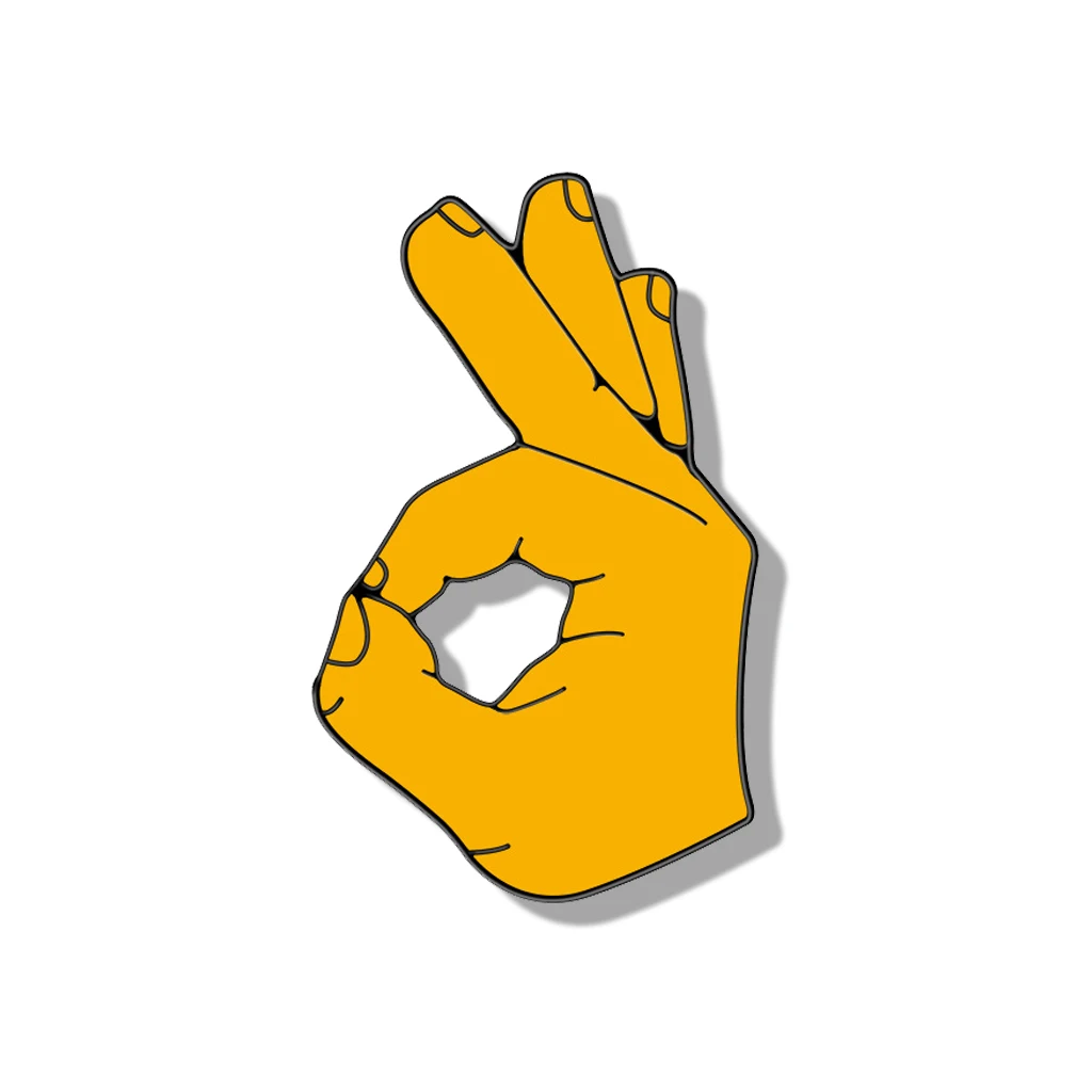 

Ok Gesture Enamel Pin Cartoon Animation Brooch Sign Language Badge Color Alloy Pin Clothing Accessories