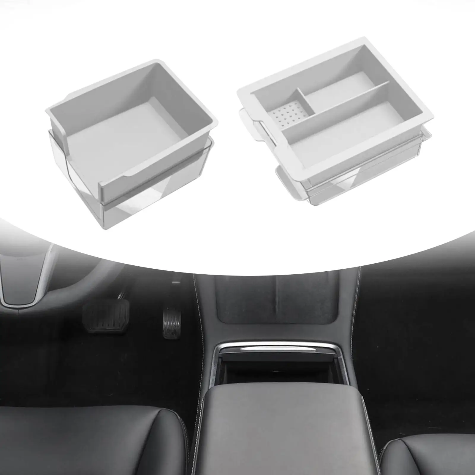 2Pcs Center Console Organizer Trays Traveling Equipment Interior Decor Container Auto Organization for Tesla Model 3 21-23