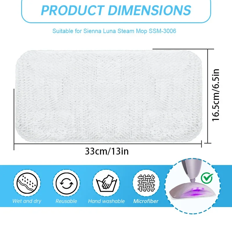 1/2 шт. сменные подушечки для швабры из микрофибры паровой Sienna Luna SSM-3006 моющиеся и